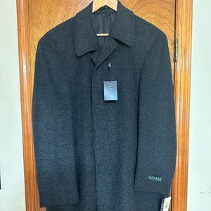 Ralph Lauren Men’s 44S Charcoal Gray Herringbone Wool Overcoat Jacket Coat